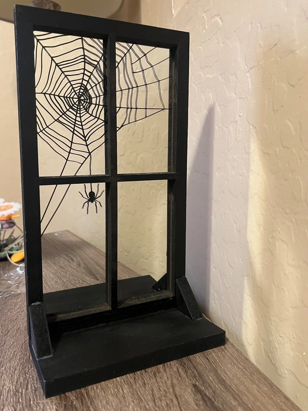 Target Bullseye Halloween Window Mirror Sign Black Spider Web Wood NWT